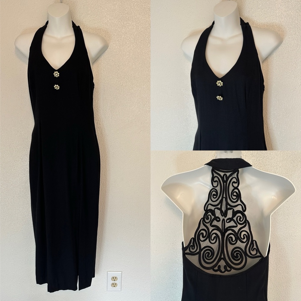 PROM Jessica McClintock Gunne Sax VTG Vintage Y2K black halter formal dress 8
